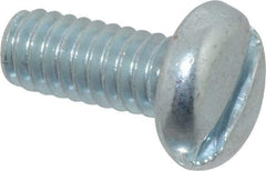 Value Collection - 1/4-20 UNC, 5/8" Length Under Head Slotted Drive Machine Screw - Pan Head, Grade J82 Steel, Zinc-Plated Finish, Without Washer - Benchmark Tooling
