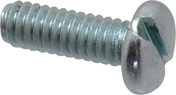 Value Collection - 1/4-20 UNC, 3/4" Length Under Head Slotted Drive Machine Screw - Pan Head, Grade 2 Steel, Zinc-Plated Finish, Without Washer - Benchmark Tooling
