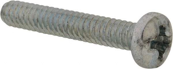 Value Collection - #6-32 UNC, 7/8" Length Under Head Phillips Drive Machine Screw - Pan Head, Grade 2 Steel, Zinc-Plated Finish, Without Washer - Benchmark Tooling