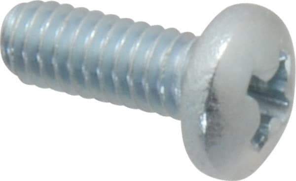 Value Collection - #8-32 UNC, 7/16" Length Under Head Phillips Drive Machine Screw - Pan Head, Grade 2 Steel, Zinc-Plated Finish, Without Washer - Benchmark Tooling