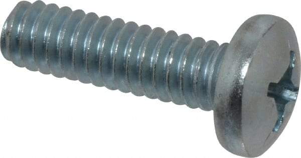 Value Collection - 1/4-20 UNC, 7/8" Length Under Head Phillips Drive Machine Screw - Pan Head, Grade 2 Steel, Zinc-Plated Finish, Without Washer - Benchmark Tooling