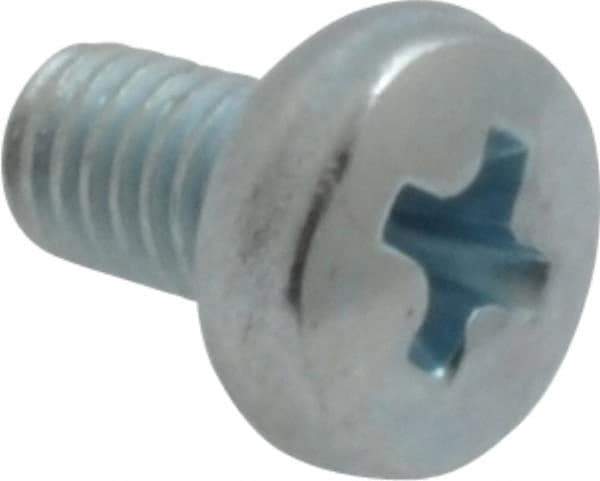 Value Collection - M3x0.50, 5mm Length Under Head Phillips Drive Machine Screw - Pan Head, Grade 4.8 Steel, Zinc-Plated Finish, Without Washer - Benchmark Tooling