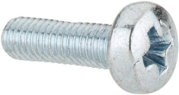Value Collection - M3x0.50, 10mm Length Under Head Phillips Drive Machine Screw - Pan Head, Grade 4.8 Steel, Zinc-Plated Finish, Without Washer - Benchmark Tooling