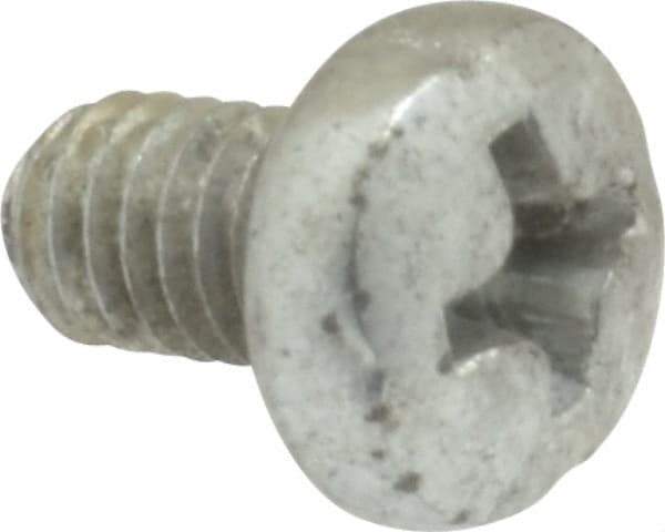 Value Collection - M4x0.70, 6mm Length Under Head Phillips Drive Machine Screw - Pan Head, Grade 4.8 Steel, Zinc-Plated Finish, Without Washer - Benchmark Tooling
