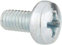 Value Collection - M4x0.70, 8mm Length Under Head Phillips Drive Machine Screw - Pan Head, Grade 4.8 Steel, Zinc-Plated Finish, Without Washer - Benchmark Tooling