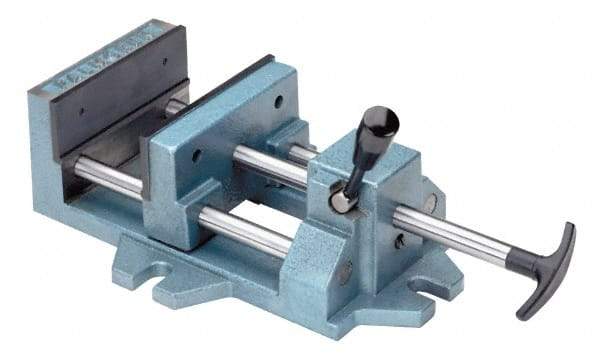 Palmgren - 8" Jaw Opening Capacity x 1-5/8" Throat Depth, Horizontal Drill Press Vise - 8" Wide Jaw, Stationary Base, Standard Speed, 19-1/2" OAL x 4-1/2" Overall Height - Benchmark Tooling