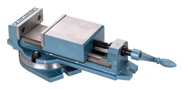 Palmgren - 4" Jaw Width, 4" Jaw Opening Capacity, Horizontal Swivel Machine Vise - Manual Operation, 1 Station, 14-1/2" Long x 1-1/2" Deep, 1-1/2" Jaw Height - Benchmark Tooling