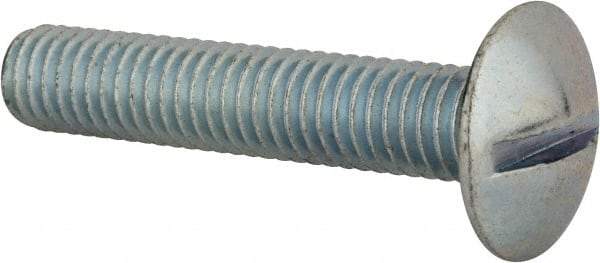 Value Collection - 3/8-16 UNC, 2" Length Under Head Slotted Drive Machine Screw - Truss Head, Grade 2 Steel, Zinc-Plated Finish, Without Washer - Benchmark Tooling