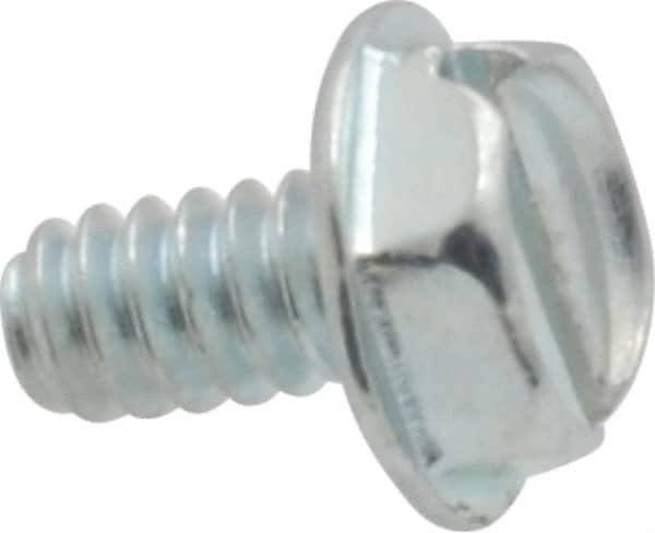Value Collection - #6-32 UNC, 1/4" OAL Slotted Drive Machine Screw - Hex Washer Head, Grade J82 Steel, Zinc-Plated Finish, Without Washer - Benchmark Tooling