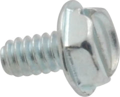 Value Collection - #6-32 UNC, 1/4" OAL Slotted Drive Machine Screw - Hex Washer Head, Grade J82 Steel, Zinc-Plated Finish, Without Washer - Benchmark Tooling