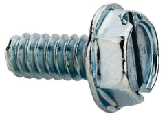Value Collection - #6-32 UNC, 5/16" OAL Slotted Drive Machine Screw - Hex Washer Head, Grade J82 Steel, Zinc-Plated Finish, Without Washer - Benchmark Tooling