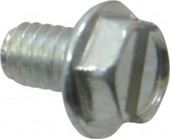 Value Collection - #8-32 UNC, 1/4" OAL Slotted Drive Machine Screw - Hex Washer Head, Grade J82 Steel, Zinc-Plated Finish, Without Washer - Benchmark Tooling