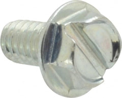 Value Collection - #8-32 UNC, 5/16" OAL Slotted Drive Machine Screw - Hex Washer Head, Grade J82 Steel, Zinc-Plated Finish, Without Washer - Benchmark Tooling