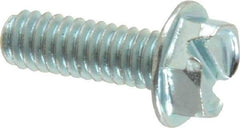 Value Collection - #8-32 UNC, 1/2" OAL Slotted Drive Machine Screw - Hex Washer Head, Grade J82 Steel, Zinc-Plated Finish, Without Washer - Benchmark Tooling