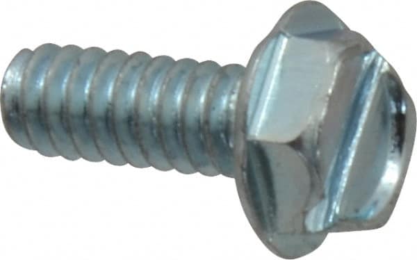 Value Collection - #10-24 UNC, 1/2" OAL Slotted Drive Machine Screw - Hex Washer Head, Grade J82 Steel, Zinc-Plated Finish, Without Washer - Benchmark Tooling