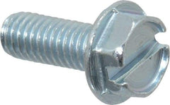 Value Collection - #10-32 UNF, 1/2" OAL Slotted Drive Machine Screw - Hex Washer Head, Grade J82 Steel, Zinc-Plated Finish, Without Washer - Benchmark Tooling