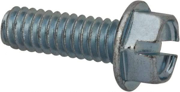 Value Collection - 1/4-20 UNC, 3/4" OAL Slotted Drive Machine Screw - Hex Washer Head, Grade J82 Steel, Zinc-Plated Finish, Without Washer - Benchmark Tooling