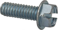 Value Collection - 1/4-20 UNC, 3/4" OAL Slotted Drive Machine Screw - Hex Washer Head, Grade J82 Steel, Zinc-Plated Finish, Without Washer - Benchmark Tooling