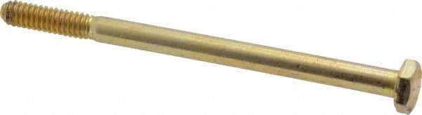 Made in USA - 1/4-20 UNC, 3-3/4" Length Under Head Hex Head Cap Screw - Partially Threaded, Grade 8 Alloy Steel, Zinc Yellow Dichromate Finish, 7/16" Hex - Benchmark Tooling