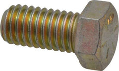 Made in USA - 7/16-14 UNC, 7/8" Length Under Head Hex Head Cap Screw - Fully Threaded, Grade 8 Alloy Steel, Zinc Yellow Dichromate Finish, 5/8" Hex - Benchmark Tooling