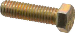 Made in USA - 7/16-14 UNC, 1-1/2" Length Under Head Hex Head Cap Screw - Fully Threaded, Grade 8 Alloy Steel, Zinc Yellow Dichromate Finish, 5/8" Hex - Benchmark Tooling