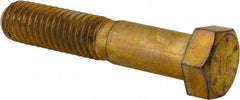 Made in USA - 7/16-14 UNC, 2-1/4" Length Under Head Hex Head Cap Screw - Partially Threaded, Grade 8 Alloy Steel, Zinc Yellow Dichromate Finish, 5/8" Hex - Benchmark Tooling