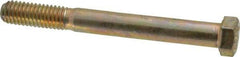 Made in USA - 7/16-14 UNC, 4" Length Under Head Hex Head Cap Screw - Partially Threaded, Grade 8 Alloy Steel, Zinc Yellow Dichromate Finish, 5/8" Hex - Benchmark Tooling