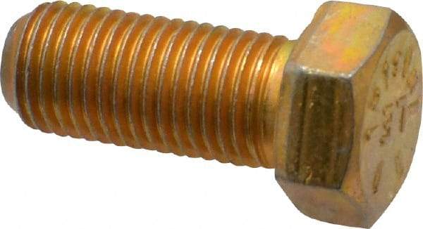 Made in USA - 7/16-20 UNF, 1" Length Under Head Hex Head Cap Screw - Fully Threaded, Grade 8 Alloy Steel, Zinc Yellow Dichromate Finish, 5/8" Hex - Benchmark Tooling