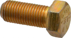Made in USA - 7/16-20 UNF, 1" Length Under Head Hex Head Cap Screw - Fully Threaded, Grade 8 Alloy Steel, Zinc Yellow Dichromate Finish, 5/8" Hex - Benchmark Tooling