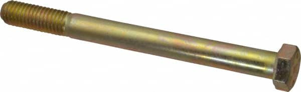 Made in USA - 1/2-13 UNC, 5-1/2" Length Under Head Hex Head Cap Screw - Partially Threaded, Grade 8 Alloy Steel, Zinc Yellow Dichromate Finish, 3/4" Hex - Benchmark Tooling