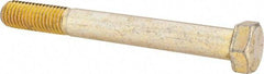 Made in USA - 5/8-11 UNC, 5-1/2" Length Under Head Hex Head Cap Screw - Partially Threaded, Grade 8 Alloy Steel, Zinc Yellow Dichromate Finish, 15/16" Hex - Benchmark Tooling