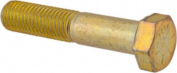 Made in USA - 3/4-10 UNC, 3-3/4" Length Under Head Hex Head Cap Screw - Partially Threaded, Grade 8 Alloy Steel, Zinc Yellow Dichromate Finish, 1-1/8" Hex - Benchmark Tooling