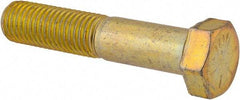 Made in USA - 3/4-10 UNC, 3-3/4" Length Under Head Hex Head Cap Screw - Partially Threaded, Grade 8 Alloy Steel, Zinc Yellow Dichromate Finish, 1-1/8" Hex - Benchmark Tooling