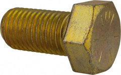 Made in USA - 1-8 UNC, 2" Length Under Head Hex Head Cap Screw - Fully Threaded, Grade 8 Alloy Steel, Zinc Yellow Dichromate Finish, 1-1/2" Hex - Benchmark Tooling