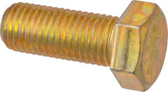 Made in USA - 1-8 UNC, 2-1/2" Length Under Head Hex Head Cap Screw - Fully Threaded, Grade 8 Alloy Steel, Zinc Yellow Dichromate Finish, 1-1/2" Hex - Benchmark Tooling