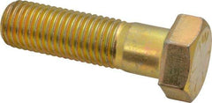 Made in USA - 1-8 UNC, 3-1/2" Length Under Head Hex Head Cap Screw - Partially Threaded, Grade 8 Alloy Steel, Zinc Yellow Dichromate Finish, 1-1/2" Hex - Benchmark Tooling