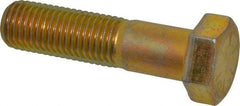 Made in USA - 1-8 UNC, 4" Length Under Head Hex Head Cap Screw - Partially Threaded, Grade 8 Alloy Steel, Zinc Yellow Dichromate Finish, 1-1/2" Hex - Benchmark Tooling