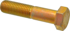 Made in USA - 1-8 UNC, 4-1/2" Length Under Head Hex Head Cap Screw - Partially Threaded, Grade 8 Alloy Steel, Zinc Yellow Dichromate Finish, 1-1/2" Hex - Benchmark Tooling