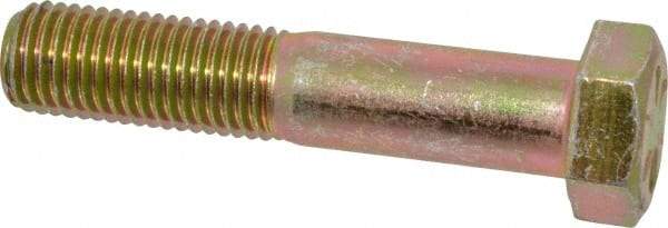 Made in USA - 1-8 UNC, 5" Length Under Head Hex Head Cap Screw - Partially Threaded, Grade 8 Alloy Steel, Zinc Yellow Dichromate Finish, 1-1/2" Hex - Benchmark Tooling