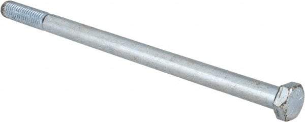 Made in USA - 3/8-16 UNC, 7" Length Under Head Hex Head Cap Screw - Grade 5 Steel, Zinc-Plated Finish, 9/16" Hex - Benchmark Tooling