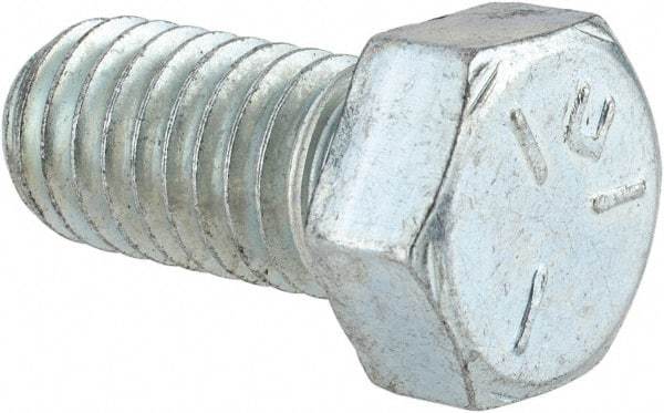 Made in USA - 7/16-14 UNC, 7/8" Length Under Head Hex Head Cap Screw - Fully Threaded, Grade 5 Steel, Zinc-Plated Finish, 5/8" Hex - Benchmark Tooling