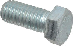 Made in USA - 7/16-14 UNC, 1" Length Under Head Hex Head Cap Screw - Fully Threaded, Grade 5 Steel, Zinc-Plated Finish, 5/8" Hex - Benchmark Tooling