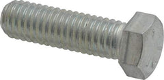 Made in USA - 7/16-14 UNC, 1-1/2" Length Under Head Hex Head Cap Screw - Partially Threaded, Grade 5 Steel, Zinc-Plated Finish, 5/8" Hex - Benchmark Tooling
