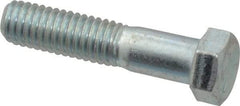 Made in USA - 7/16-14 UNC, 2" Length Under Head Hex Head Cap Screw - Partially Threaded, Grade 5 Steel, Zinc-Plated Finish, 5/8" Hex - Benchmark Tooling