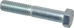 Made in USA - 7/16-14 UNC, 2-1/2" Length Under Head Hex Head Cap Screw - Partially Threaded, Grade 5 Steel, Zinc-Plated Finish, 5/8" Hex - Benchmark Tooling