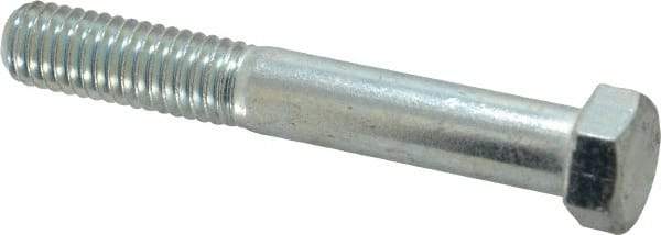 Made in USA - 7/16-14 UNC, 3" Length Under Head Hex Head Cap Screw - Partially Threaded, Grade 5 Steel, Zinc-Plated Finish, 5/8" Hex - Benchmark Tooling