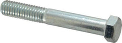 Made in USA - 7/16-14 UNC, 3" Length Under Head Hex Head Cap Screw - Partially Threaded, Grade 5 Steel, Zinc-Plated Finish, 5/8" Hex - Benchmark Tooling