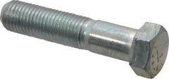 Made in USA - 7/16-20 UNF, 2" Length Under Head Hex Head Cap Screw - Partially Threaded, Grade 5 Steel, Zinc-Plated Finish, 5/8" Hex - Benchmark Tooling