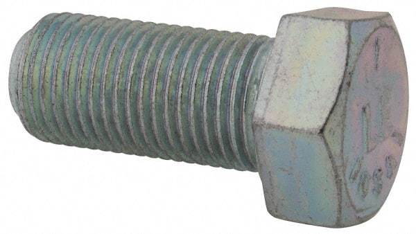 Made in USA - 9/16-18 UNF, 1-1/4" Length Under Head Hex Head Cap Screw - Fully Threaded, Grade 5 Steel, Zinc-Plated Finish, 13/16" Hex - Benchmark Tooling