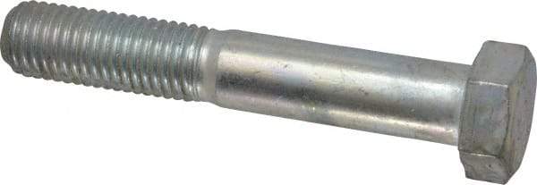 Made in USA - 3/4-10 UNC, 4-1/2" Length Under Head Hex Head Cap Screw - Partially Threaded, Grade 5 Steel, Zinc-Plated Finish, 1-1/8" Hex - Benchmark Tooling